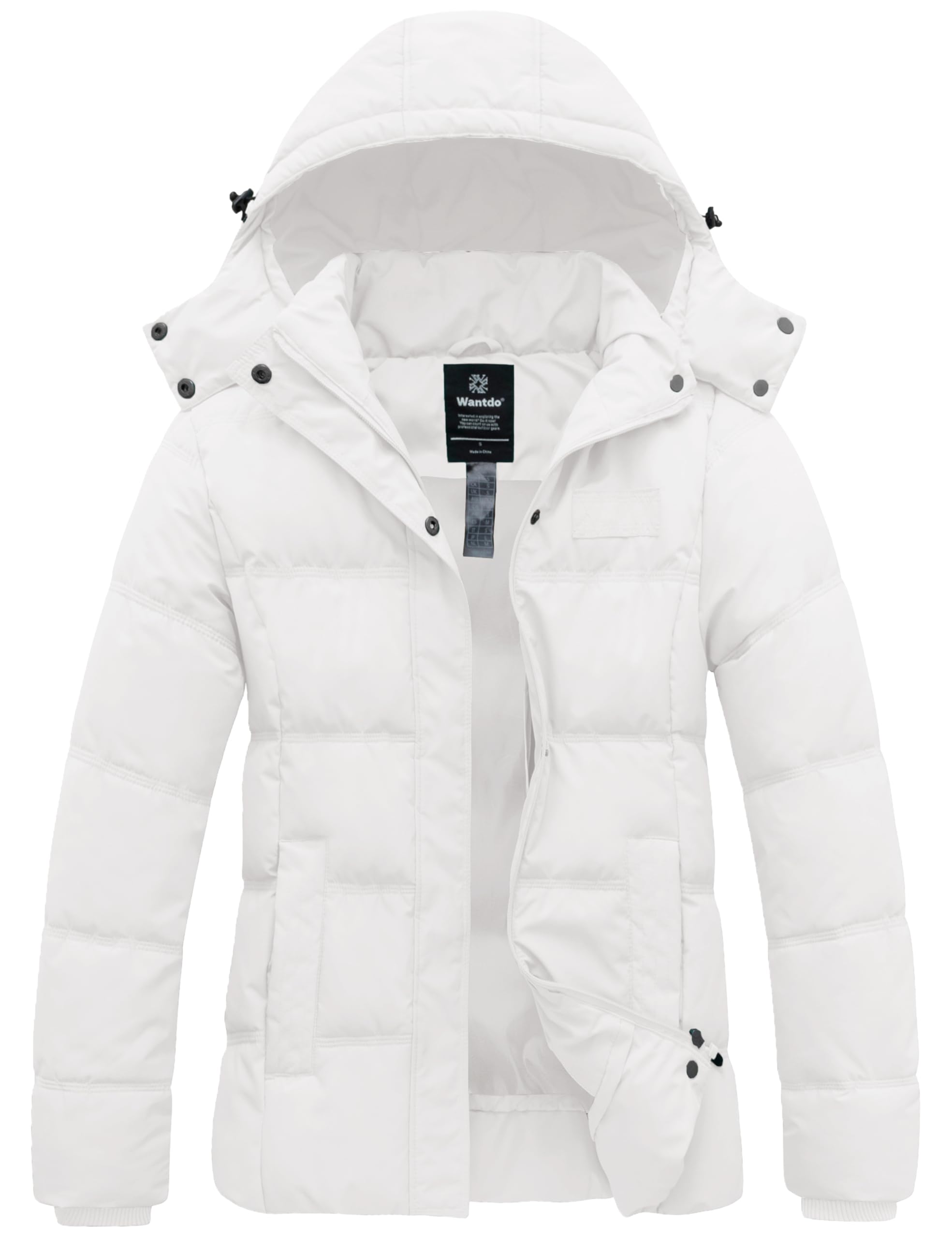 Wantdo Women's Hooded Warm Winter Coat Quilted Thicken Puffer Jacket with Removable Hood